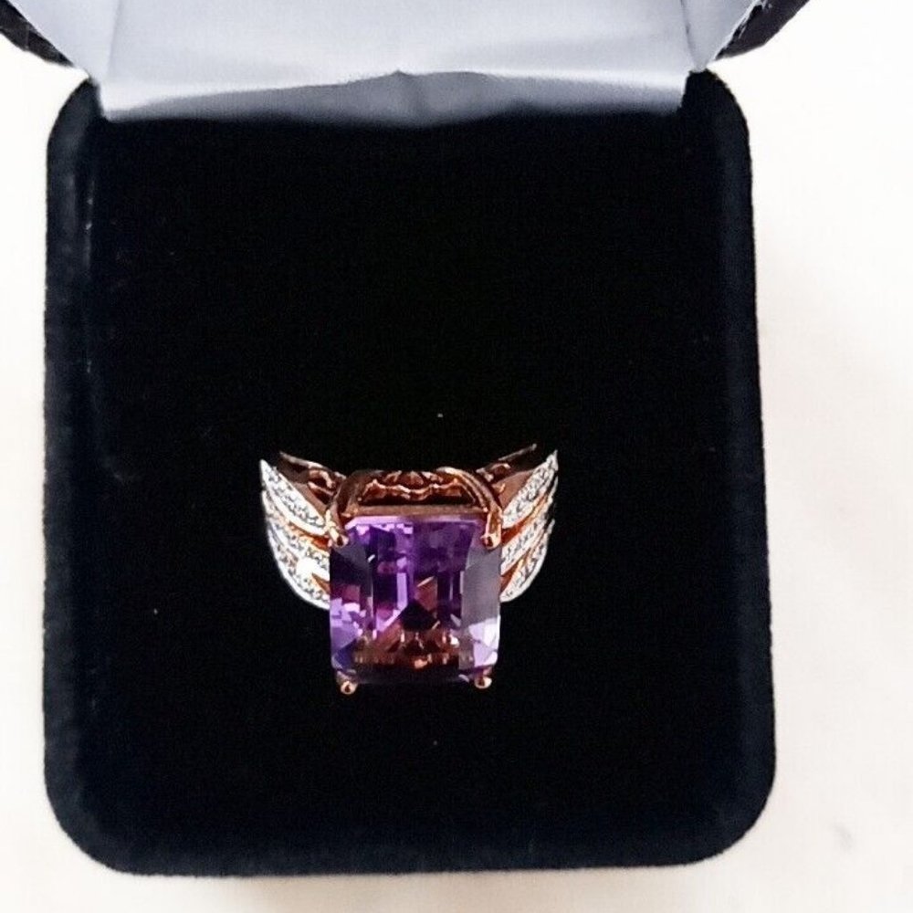 AMETHYST RING 10k GOLD Genuine size 7.5 Certificate